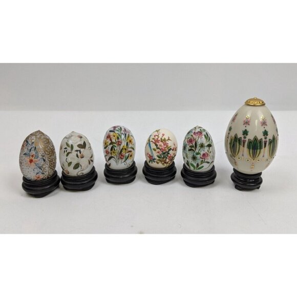 Vintage Mixed Lot Ceramic Porcelain Decorative Eggs Lenox Asian Signed